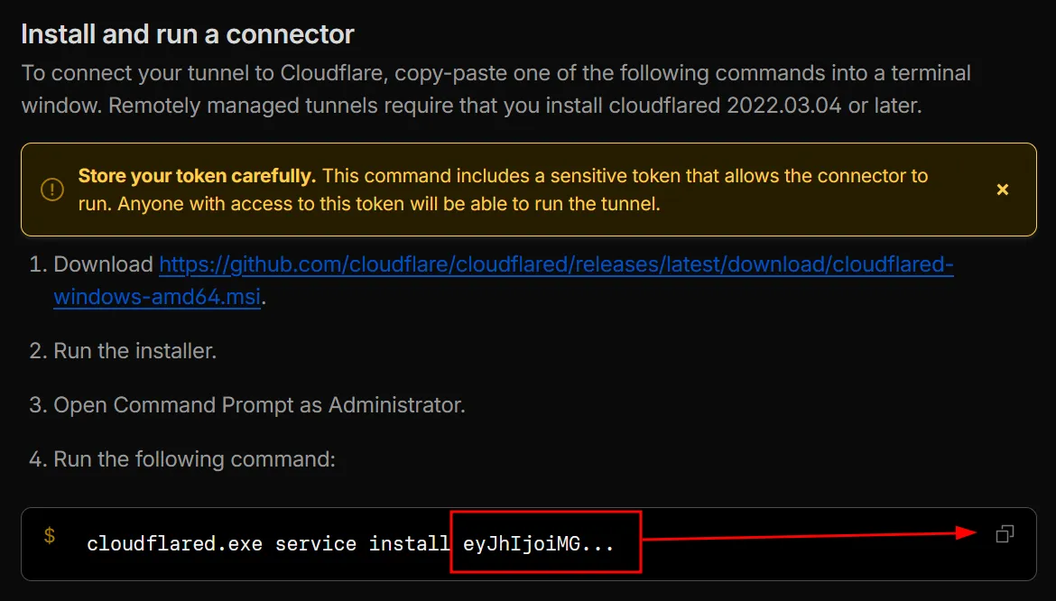 Obtaining Cloudflare Tunnel token