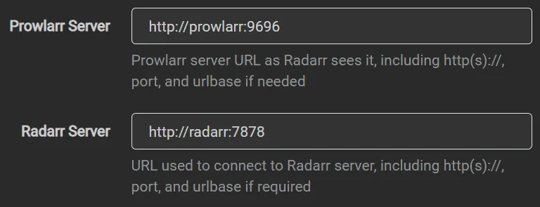 Example connecting an arr app to prowlarr