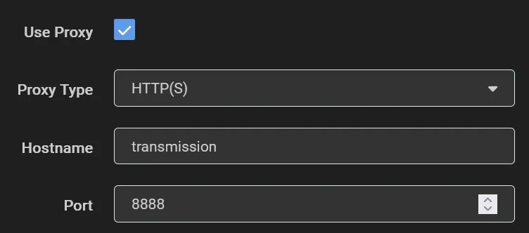 Example connecting a proxy to an arr app